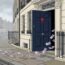 Cartoon of £20 notes blowing out of a Georgian townhouse's navy front door and scattering across the pavement